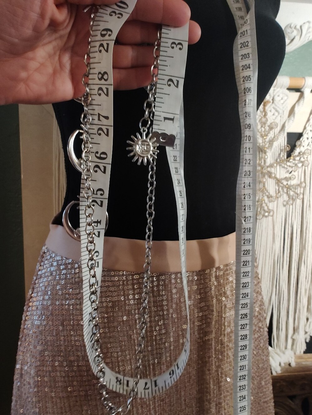 Adjustable Silver Metal Waist Chain Moon & Stars Belt - Picture 12 of 13